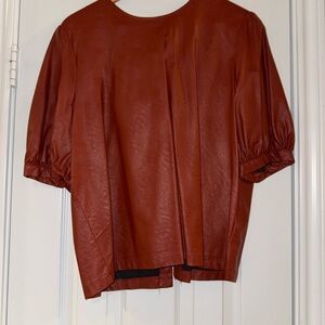 Women's Rust Leather Top with back button detail & coordinating plaid pants!!!